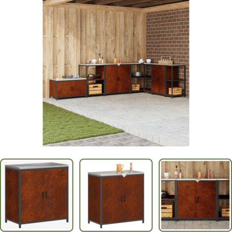 vidaXL Ripiani in acciaio -  Stoccaggio in cucina con porta Ruggine 60 x 50 x 92 cm Acciaio