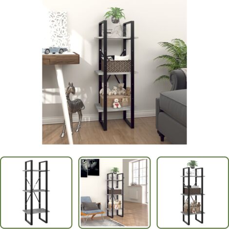 vidaXL Ripiani in legno -  Libreria 3 Ripiani Grigio Cemento 40x30x105cm Legno Multistrato