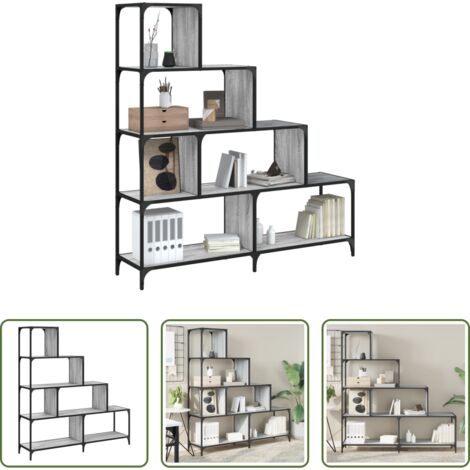 vidaXL Ripiani -  Libreria 4 Ripiani Grigio Sonoma 139x33,5x149 Legno Multistrato