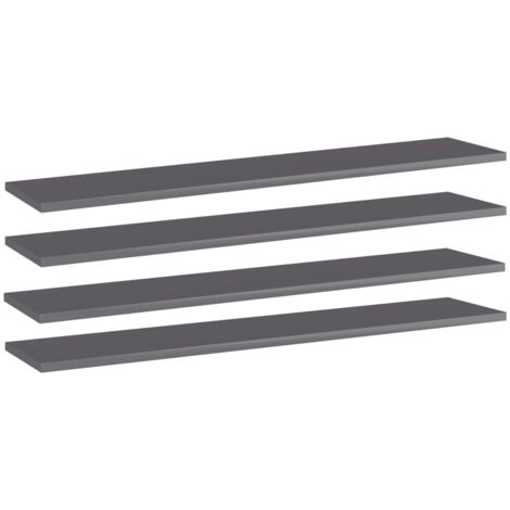 vidaXL Ripiani per Libreria 4pz Grigio Lucido 100x20x1,5cm Multistrato