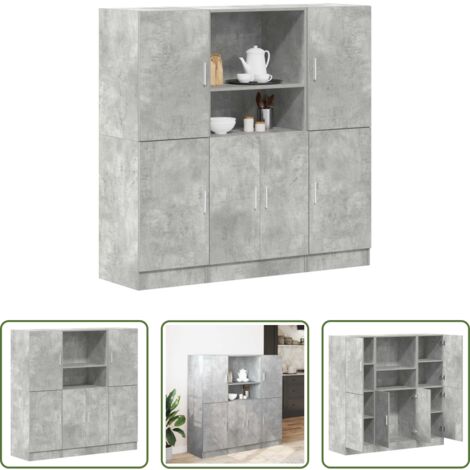 vidaXL Ripiani -  Set di Mobili da Cucina 3 pz Grigio Cemento in Truciolato