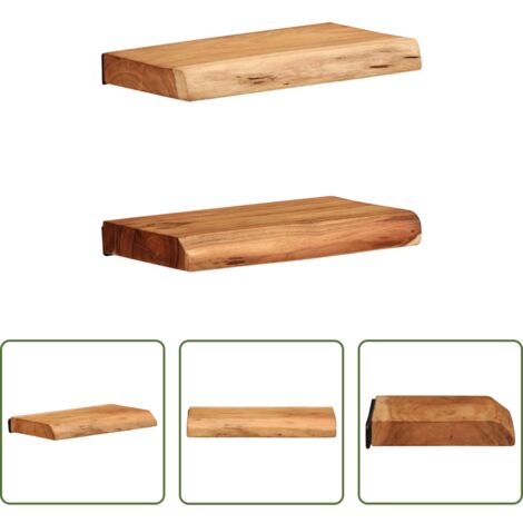 vidaXL Ripiano a parete -  Mensole da Parete 2 pz 30x20x3,5 cm in Legno Massello di Acacia