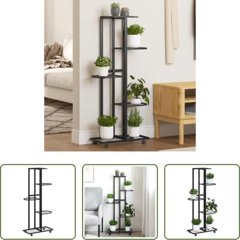 vidaXL Ripiano angolare -  Fioriera a 5 Piani con Ruote 44x23x100 cm Ferro Nero