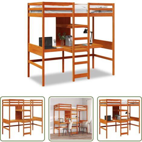 vidaXL Ripiano -  Giroletto Soppalco Scrivanie Ripiani Marrone Cera 90x200cm Pino