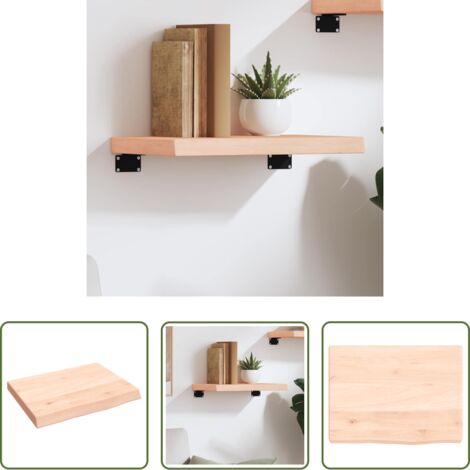 vidaXL Ripiano in legno massello -  Ripiano a Parete 40x30x(2-4) cm Massello Rovere Non Trattato