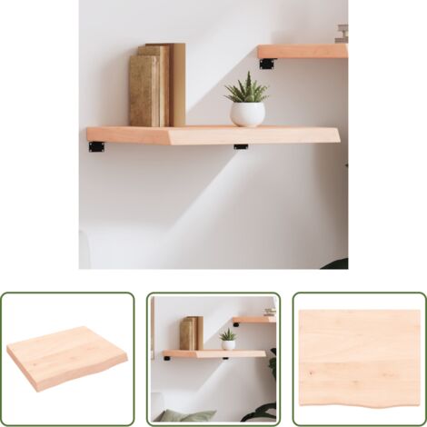 vidaXL Ripiano in legno massello -  Ripiano a Parete 60x50x(2-6) cm Massello Rovere Non Trattato
