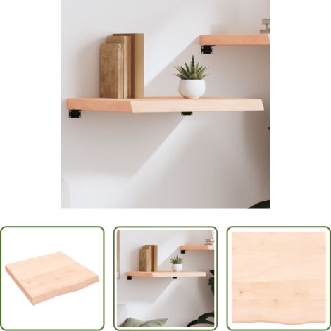 vidaXL Ripiano in legno massello -  Ripiano a Parete 60x60x(2-6) cm Massello Rovere Non Trattato