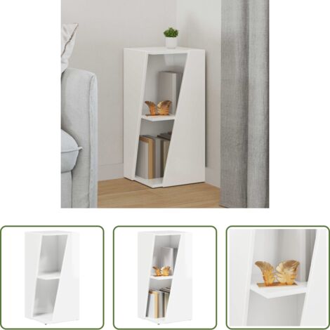 vidaXL Ripiano in legno -  Mensola laterale Bianco Lucido 33 x 32 x 70,5 cm