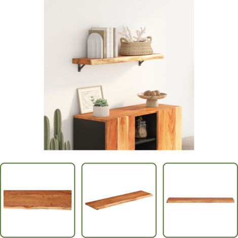 vidaXL Ripiano in legno -  Mensola Muro 100x30x2,5cm Rettangolare Legno Acacia Bordi Vivi