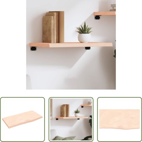 vidaXL Ripiano in legno -  Ripiano a Parete 60x30x(2-4) cm Massello Rovere Non Trattato