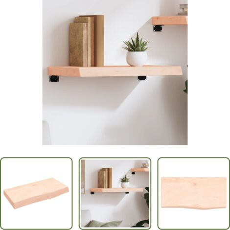 vidaXL Ripiano in legno -  Ripiano a Parete 60x30x(2-6) cm Massello Rovere Non Trattato