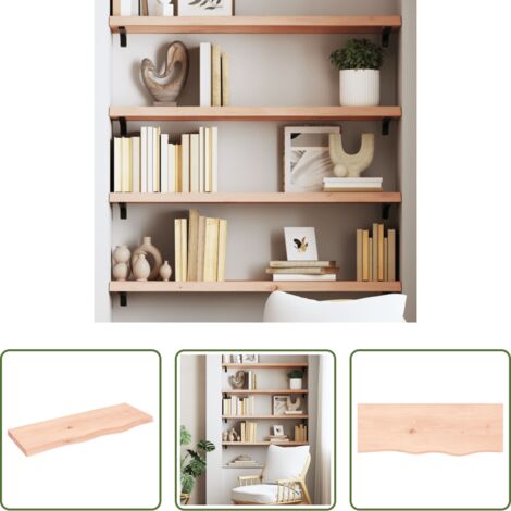 vidaXL Ripiano in legno -  Ripiano a Parete 80x30x(2-4) cm Massello Rovere Non Trattato
