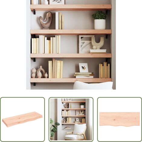 vidaXL Ripiano in legno -  Ripiano a Parete 80x30x(2-6) cm Massello Rovere Non Trattato