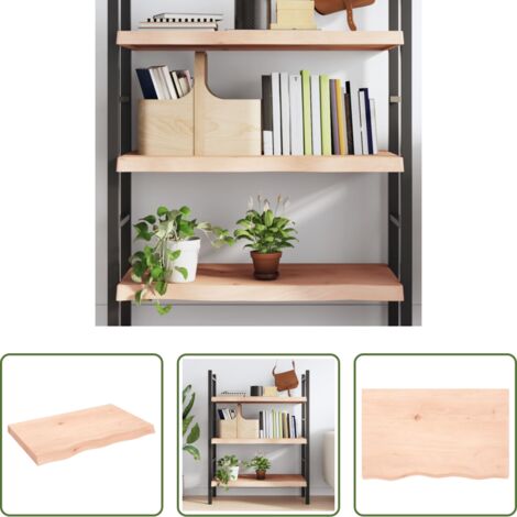 vidaXL Ripiano in legno -  Ripiano a Parete 80x50x(2-6) cm Massello Rovere Non Trattato