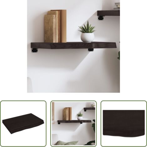 vidaXL Ripiano in legno -  Ripiano Marrone Scuro 60x40x(2-6) cm Massello Rovere Trattato