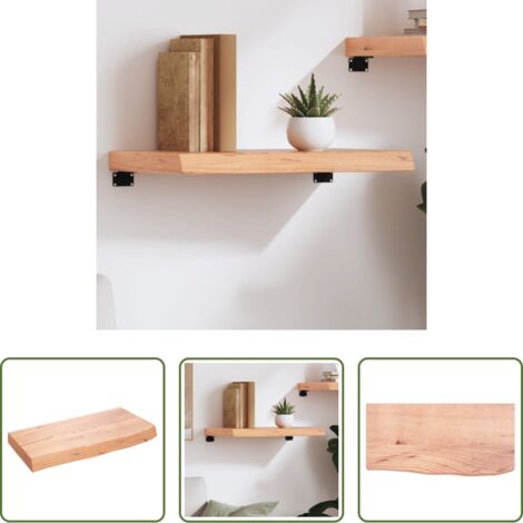 vidaXL Ripiano in legno -  Ripiano Muro Marrone 60x30x(2-6) cm Massello Rovere Trattato