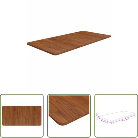 vidaXL Ripiano in rovere -  Piano Bagno Marrone Scuro 100x50x1,5cm Legno Massello Trattato