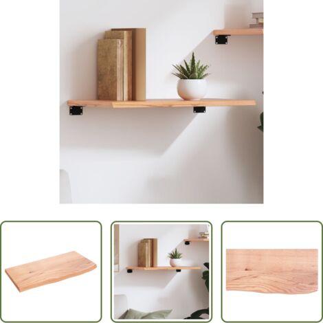 vidaXL Ripiano in rovere -  Ripiano Muro Marrone Chiaro 60x30x2 cm Massello Rovere Trattato