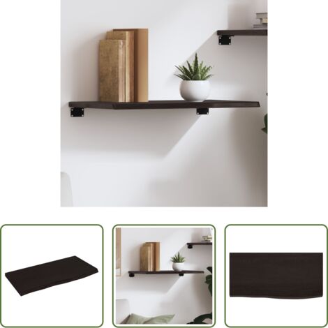 vidaXL Ripiano in rovere -  Ripiano Muro Marrone Scuro 60x30x2 cm Massello Rovere Trattato