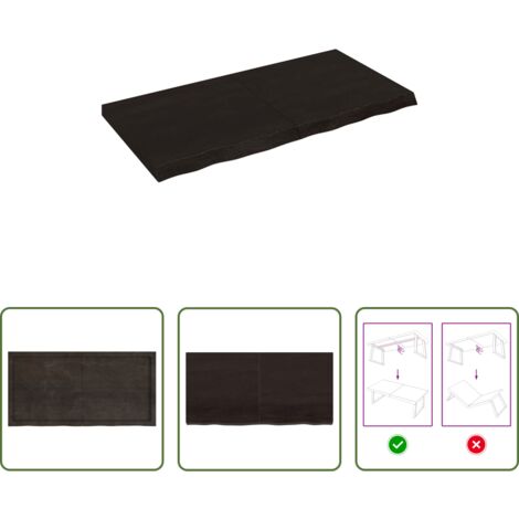 vidaXL Ripiano marrone scuro - Ripiano Marrone Scuro 120x60x(2-6) cm Massello Rovere Trattato