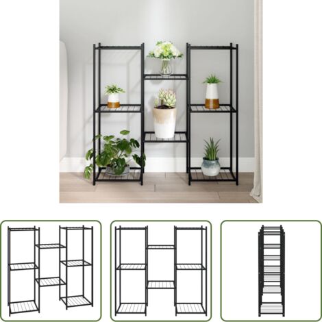 vidaXL Ripiano per piante -  Portafiori 83x25x80 cm Nero in Ferro
