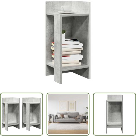 vidaXL Ripiano -  Tavolini Laterali 2 pz con Ripiano Grigio Cemento 25,5x27x60 cm