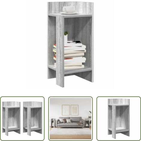 vidaXL Ripiano -  Tavolini Laterali 2 pz con Ripiano Grigio Sonoma 25,5x27x60 cm