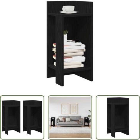 vidaXL Ripiano -  Tavolini Laterali 2pz con Ripiano Nero 25,5x27x60 cm