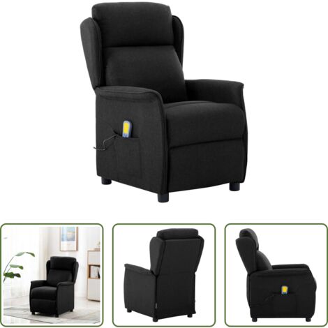 vidaXL Riscaldamento elettrico -  Sedia da massaggio Nero 93.5 x 67.5 x 101.5 cm Tessuto