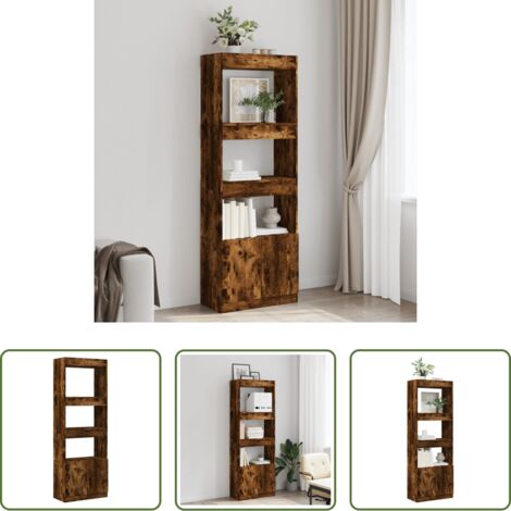 vidaXL Roble ahumado -  Aparador alto madera de ingeniería roble ahumado 63x33x180 cm