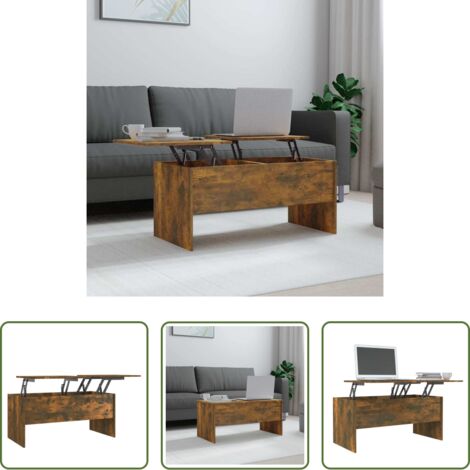 vidaXL Roble ahumado -  Mesa de centro madera ingeniería roble ahumado 102x50,5x46,5 cm