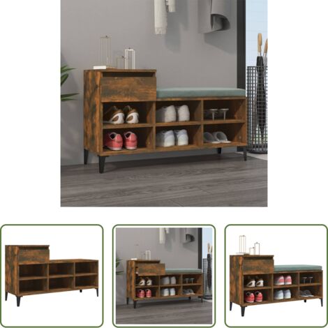 vidaXL Roble ahumado -  Mueble zapatero madera contrachapada roble ahumado 102x36x60 cm