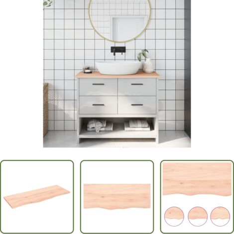 vidaXL Roble -  Encimera de baño madera maciza sin tratar 100x40x2 cm