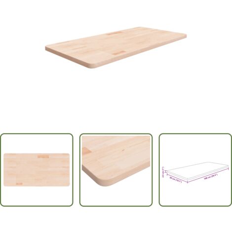 vidaXL Roble -  Encimera de baño madera maciza sin tratar 100x50x2,5 cm