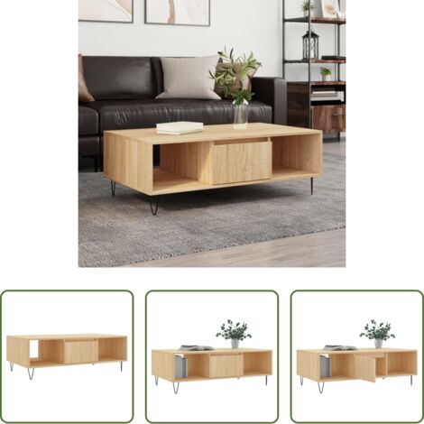 vidaXL Roble Sonoma -  Mesa de centro madera de ingeniería roble Sonoma 104x60x35 cm