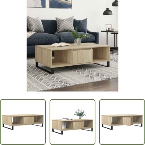 vidaXL Roble Sonoma -  Mesa de centro madera de ingeniería roble Sonoma 104x60x35 cm