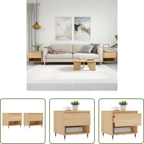 vidaXL Roble sonoma -  Mesas de centro 2 uds madera ingeniería roble Sonoma 50x46x50cm