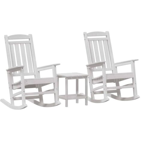 vidaXL  Rocking Chair  3 pcs White Polyethylene