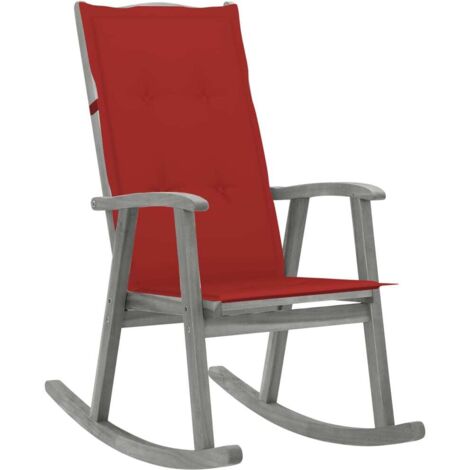vidaXL Rocking Chair with Cushions Grey Solid Acacia Wood