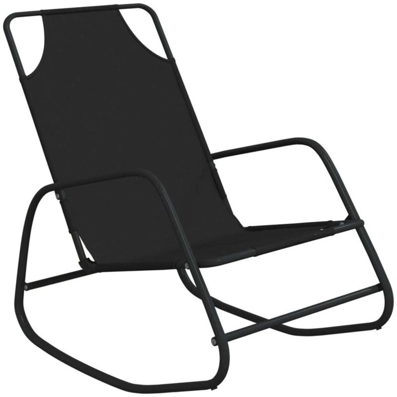 Rocking Sun Lounger Black Steel and Textilene Vidaxl Black