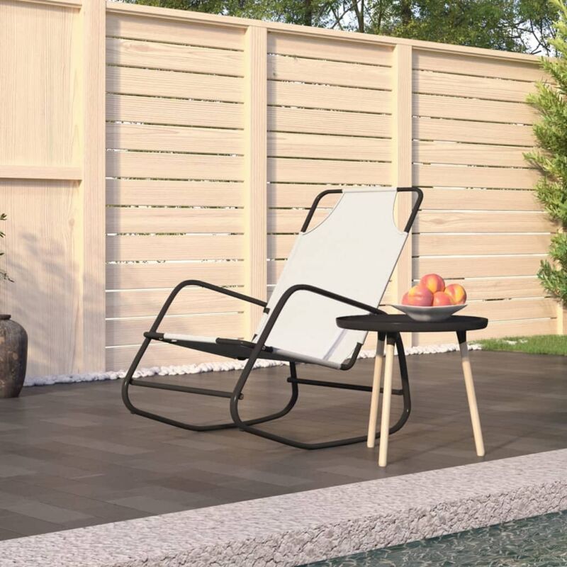 Rocking Sun Lounger Cream Steel and Textilene Vidaxl Cream