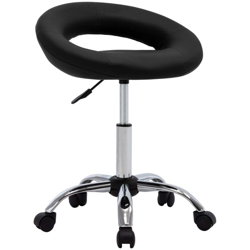 Rolling Work Chair Black Faux Leather vidaXL