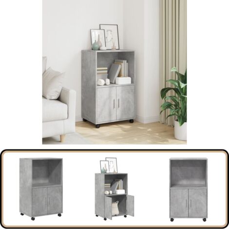 vidaXL Rollschrank Betongrau 55x40x91 cm Holzwerkstoff