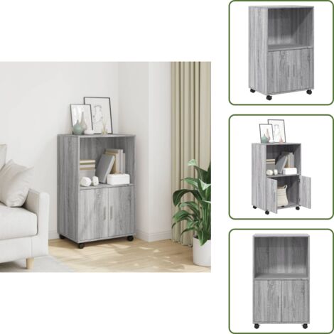 vidaXL Rollschrank Grau Sonoma 55x40x91 cm Holzwerkstoff