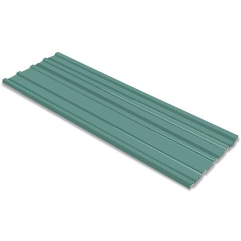 main image of "vidaXL Roof Panels 12 pcs Galvanised Steel Green"