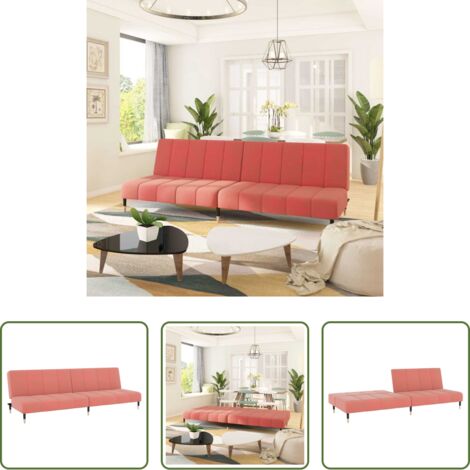 vidaXL Rosa Samt -  Schlafsofa 2-Sitzer Rosa Samt
