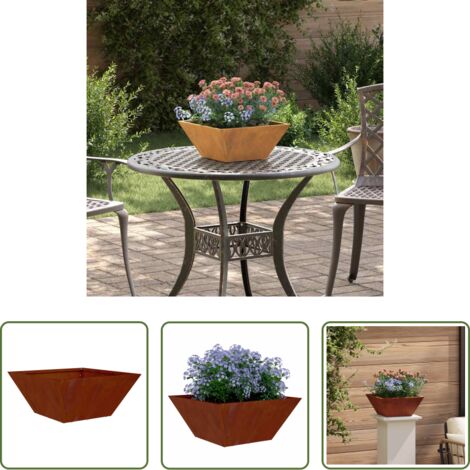 vidaXL Rostig -  Garten-Pflanzgefäß Rostig 35 x 35 x 15 cm Wetterfeststahl