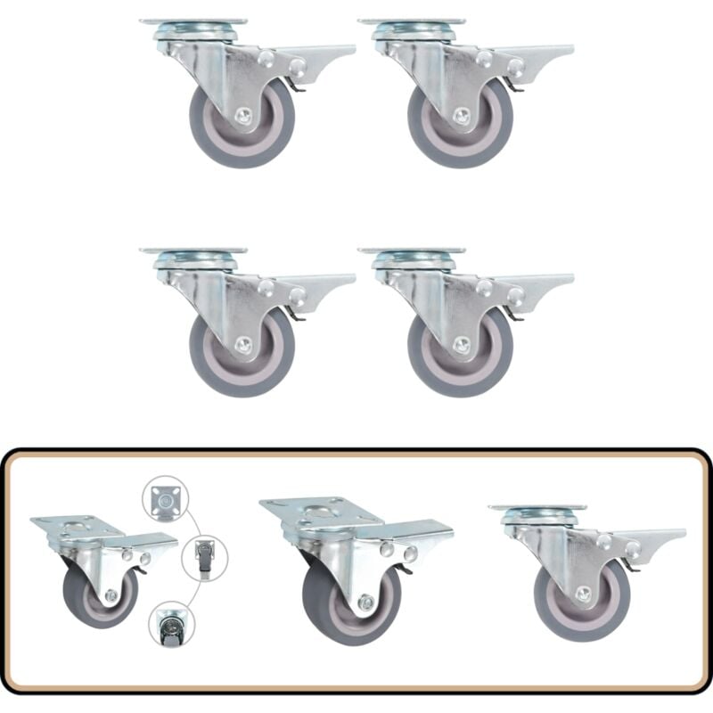 Vidaxl - Roulettes pivotantes avec frein double 4 pcs 50 mm