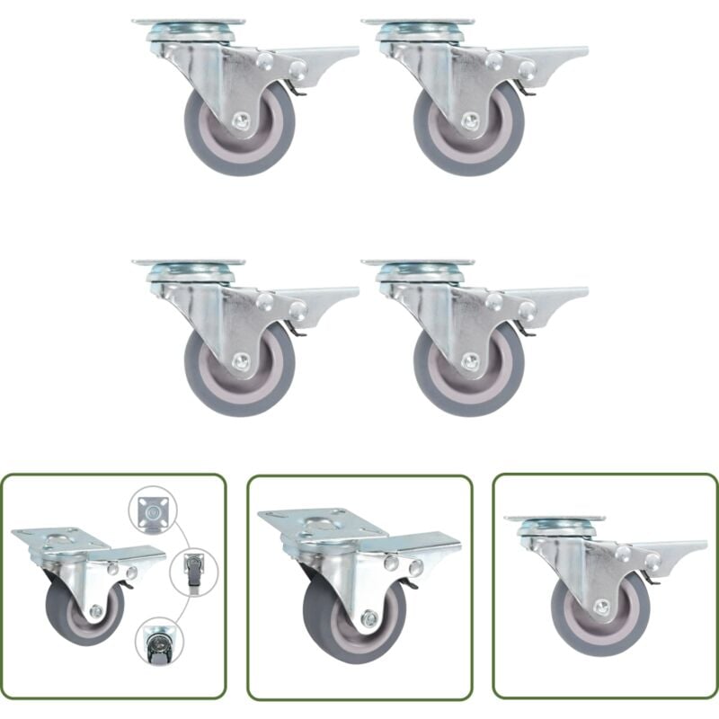 The Living Store - vidaXL Roulettes pivotantes avec frein double 4 pcs 50 mm