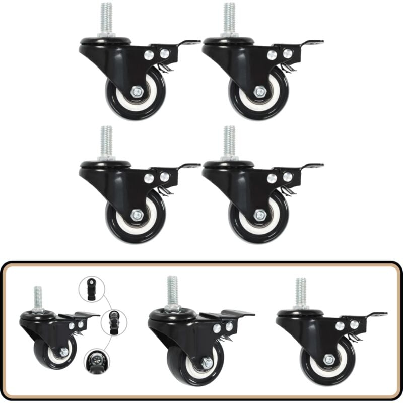 Vidaxl - Roulettes pivotantes avec freins 4 pcs 50 mm
